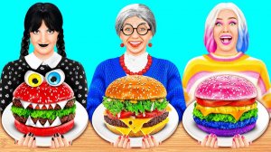 Кулинарный Челлендж# Уэнсдей Против Бабушки # Забавные лайфхаки с едой от Fun Fun Challenge