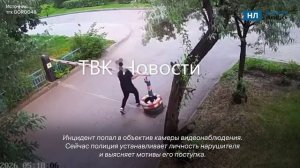 Камера сняла, как липчанин расправился со шлагбаумом на улице Льва Толстого