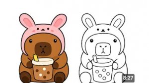 Как нарисовать милую Капибару в шляпе: простые пошаговые инструкции 🐹🎀