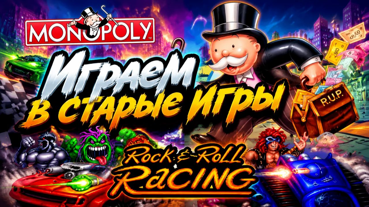Прохождение старых игр в 2026 году - Monopoly, Rock n’ Roll Racing #2 смотреть онлайн