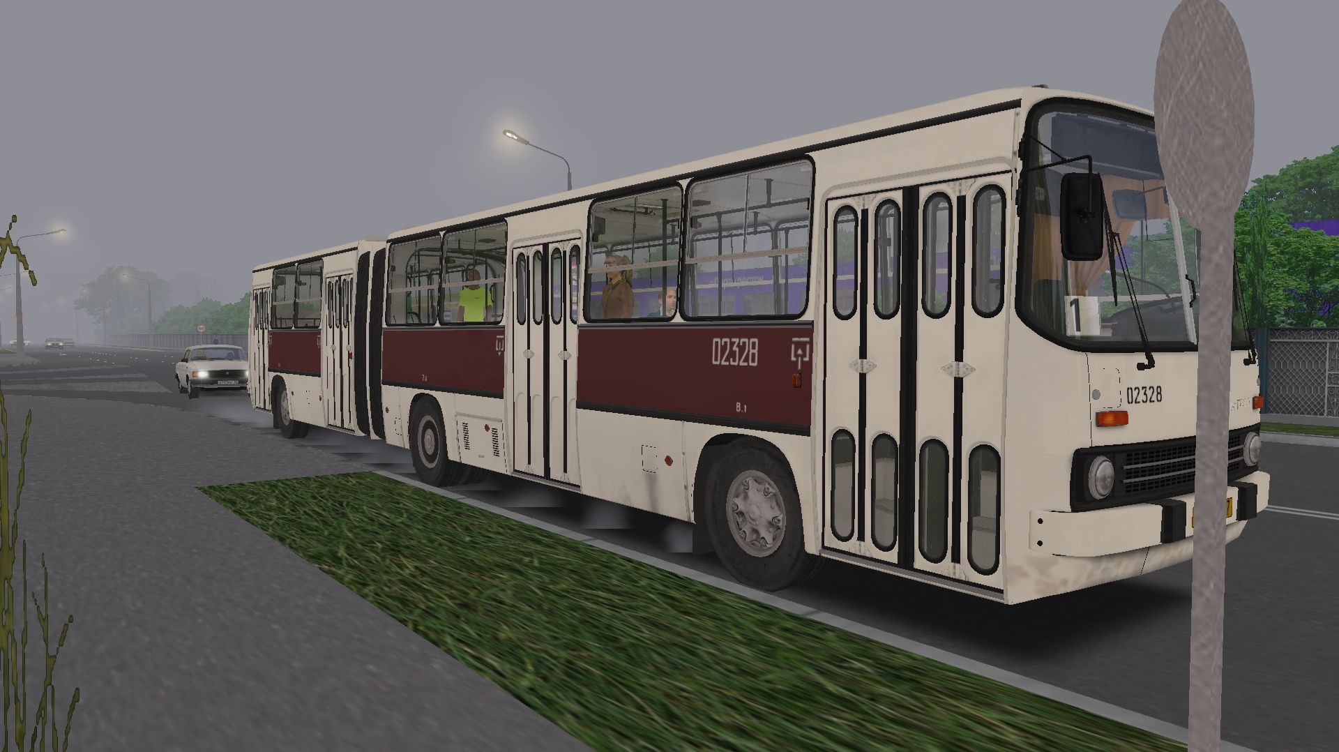 Поездка на Ikarus-280.33 по маршруту №1 по карте Мичурино 2.8 смотреть онлайн