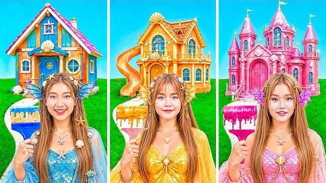Бедная Vs Богатой Vs Сверхбогатой Русалки Строит Крошечный Дом! У Кого Самый Лучший Крошечный Дом? смотреть онлайн