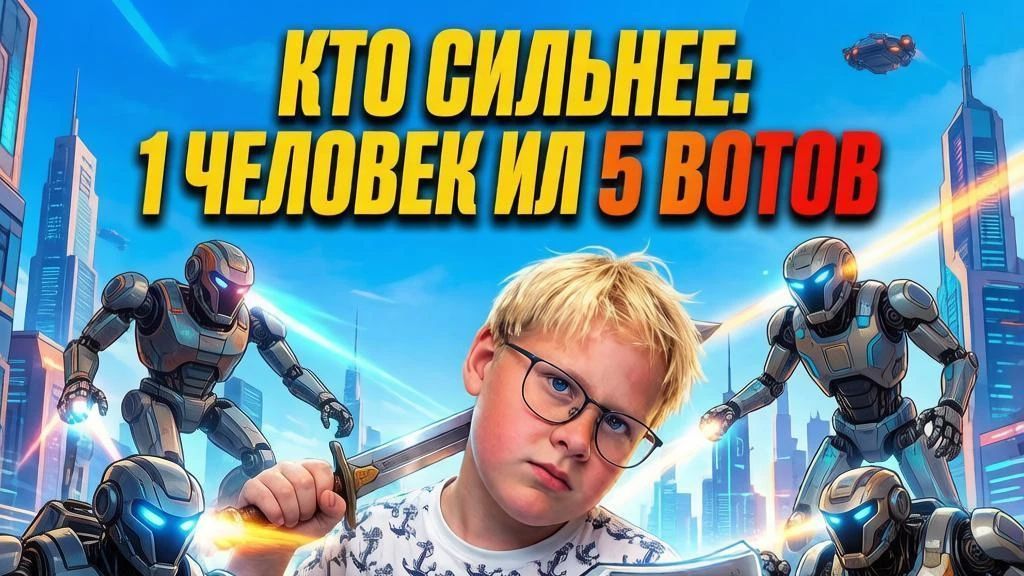 Кто сильнее 1 человек или 5 ботов? (продолжение 10 просмотров)(2 часть) смотреть онлайн