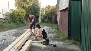 22-07-2026.Привезли брус.Отмеряем и пилим.