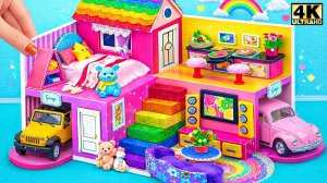 Как сделать милый розовый мини-домик из картона 🌈 #Миниатюрный дом своими руками