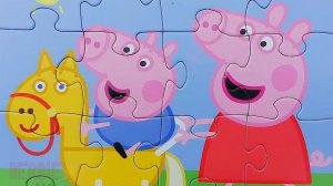 Свинка Пеппа и поросёнок Джордж на лошадке - собираем пазл для детей Peppa