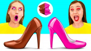Челлендж. Шоколадная Еда vs Настоящая еда # Смешные Челленджи с Едой