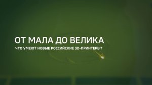 От мала до велика. Что умеют новые российские 3D-принтеры?