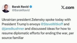 Корреспондент Axios Равид:

По информации источника, знакомого с ситуацией, президент Украины Зеленс