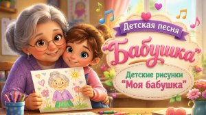 Песня про бабушку. Детские рисунки.