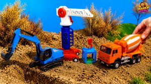 Машинки для детей: Экскаватор, Кран и Бетономешалка строят дом 🚜