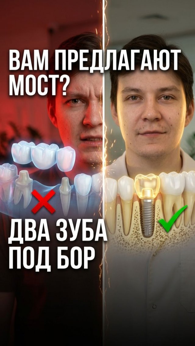 Мост против имплантата: почему два здоровых зуба жертвуют за третий? Разбор рисков протезирования. Мост против имплантата: почему два здоровых зуба жертвуют за третий? Разбор рисков протезирования.
