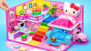 (Идеально) Сделайте розовый миниатюрный дом Hello Kitty со спальней и гаражом ❤️ Миниатюрный до