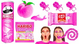 Едим Продукты Только Розового цвета 24 часа Челлендж # Съедобная Битва от Fun Teen