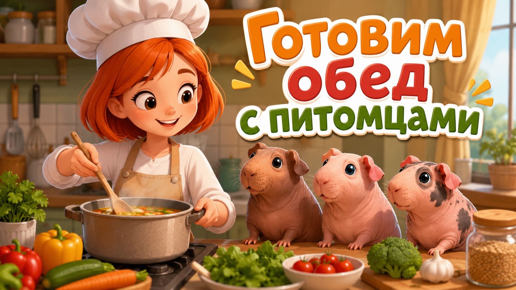Готовим обед с питомцами.Жареные баклажаны с помидорами и салат. смотреть онлайн