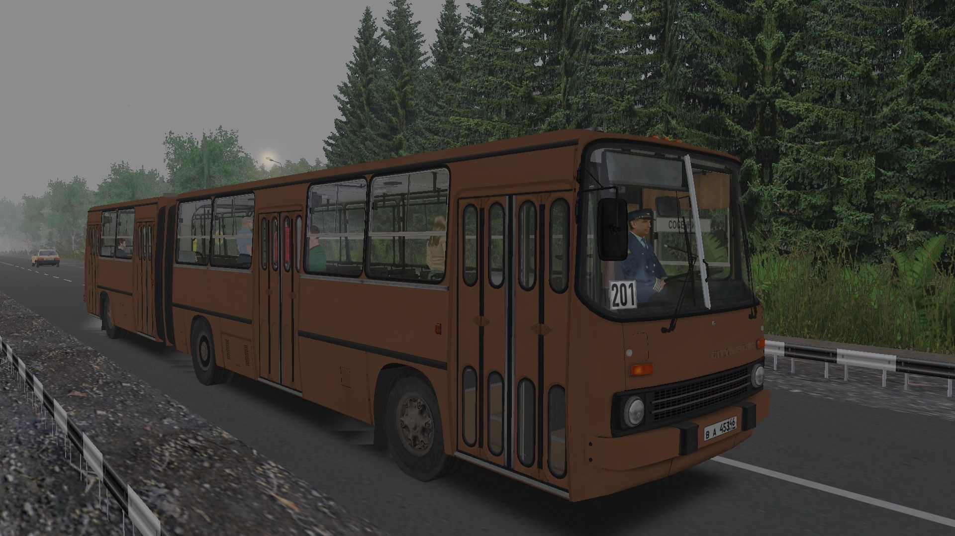 Поездка на Ikarus-280.33 по маршруту №201 по карте Мичурино 2.8 смотреть онлайн