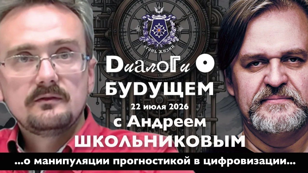 Диалоги о БУДУЩЕМ с Андреем ШКОЛЬНИКОВЫМ. 22 июля 2026. О манипуляции прогностикой в цифровизации смотреть онлайн