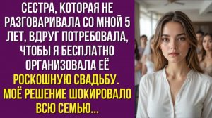 Сестра, которая не разговаривала со мной 5 лет, вдруг потребовала, чтобы я бесплатно организовала её