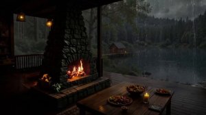 ДОЖДЬ И КАМИН ДЛЯ МОМЕНТАЛЬНОГО СНА 🌧️🔥 ШУМ ДОЖДЯ В УЮТНОМ ДОМИКЕ