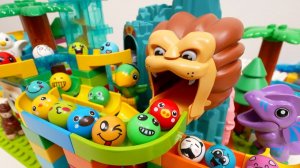 Горка с львиным туннелем и милыми животными! Обзор ярких игрушек! Мультики для детей смотреть!