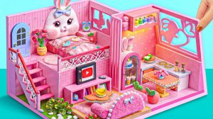 Постройте семейный домик Розовых кроликов с радужной лестницей и милой кухней ❤️ #Миниатюрный д