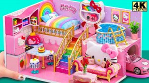 Создайте невозможный дом мечты Hello Kitty с радужной лестницей и мини-бассейном 🌈❤️ Миниатюрны