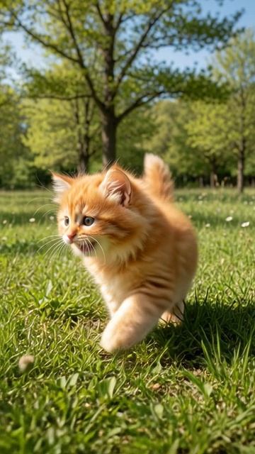 рыжий кот идет по поляне (видео от ии) #кот #котенок рыжий кот идет по поляне (видео от ии) #кот #котенок