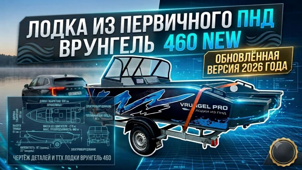 НОВИНКА 2026 ГОДА Лодка из ПНД ВРУНГЕЛЬ 460 NEW!!!