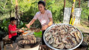 Мама с детьми готовят — Рецепт вкуснейших тигровых креветок — Аппетитные тигровые креветки на гриле