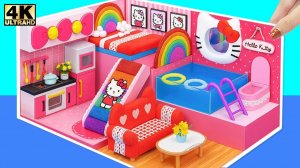 Сделайте Радужный домик Hello Kitty с горкой, уютной спальней и бассейном 💗🌈 Миниатюрный куколь