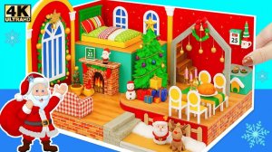 Сделайте миниатюрный рождественский домик с елкой и гирляндами 🎄🎁 Рождественские поделки за 12