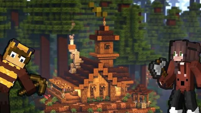 Как построить Стартовый домик из ели для 2 игроков. ⛏️Гайд по Постройке смотреть онлайн