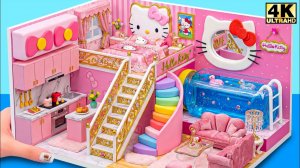 Сделайте розовый домик Hello Kitty с радужной горкой и бассейном из переработанного пластика ❤️