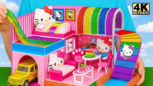 Радужная вилла Hello Kitty своими руками с бассейном со слизью и игровой площадкой с цветными м