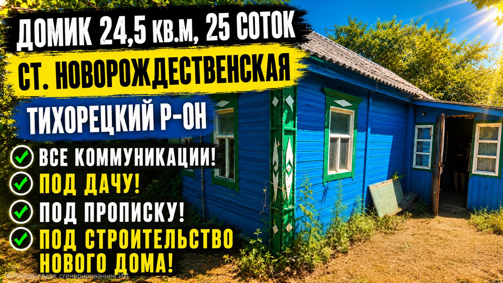 Дом ст. Новорождественская Тихорецкий район. 89094548500