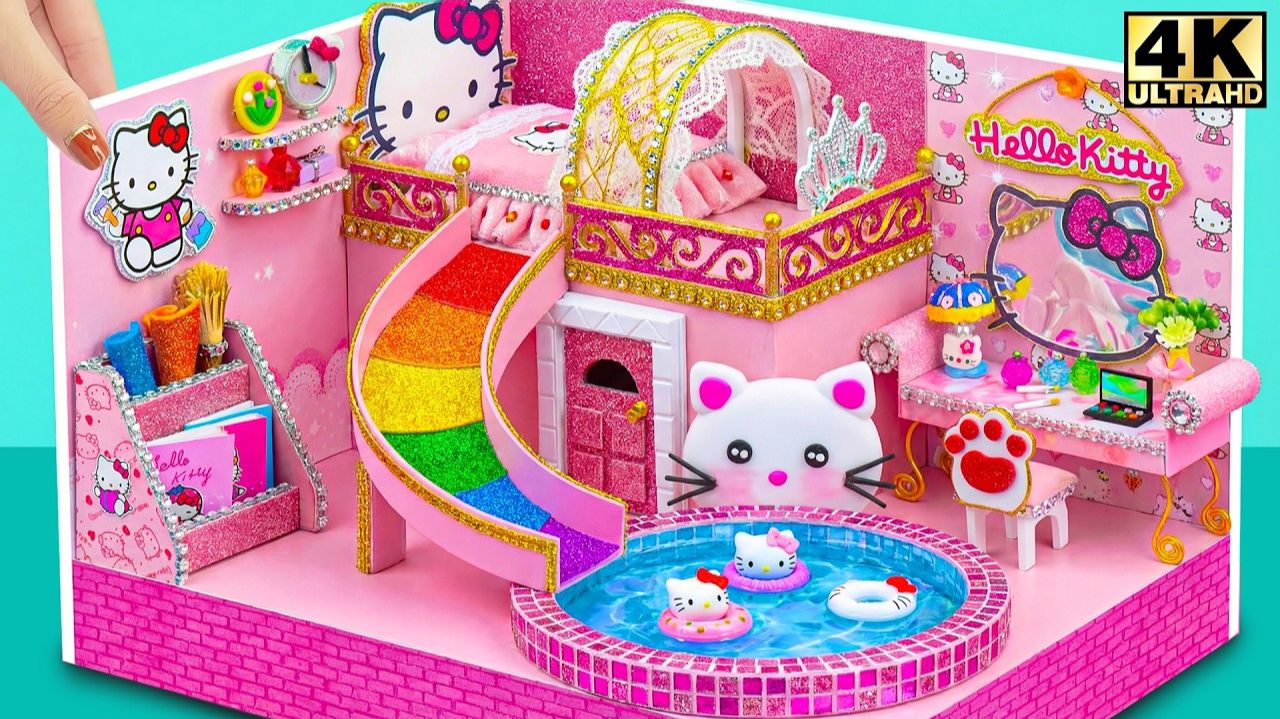 Постройте небесный дом Hello Kitty с туннелем для горок Rainbow и спа-салоном Sparkle Kitty ❤️ смотреть онлайн