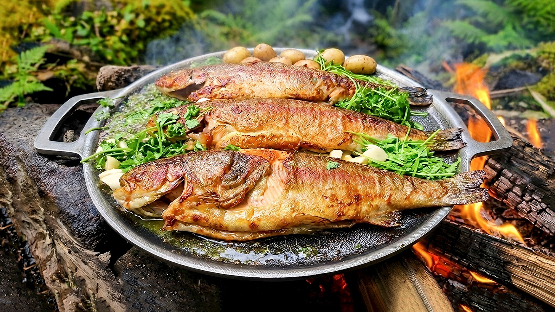 Catch & Cook Rainbow Trout & Baby Potatoes in Rich Stock смотреть онлайн