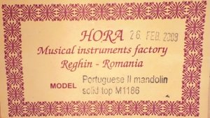 Мандолина HORA Reghin-Romania  Portuguese II mandolin - Этюд №1 для мандолины ( Захаров Е.В.)