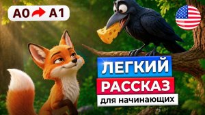 Учим английский язык через мультфильм, рассказ про ворону и лисицу для начинающих