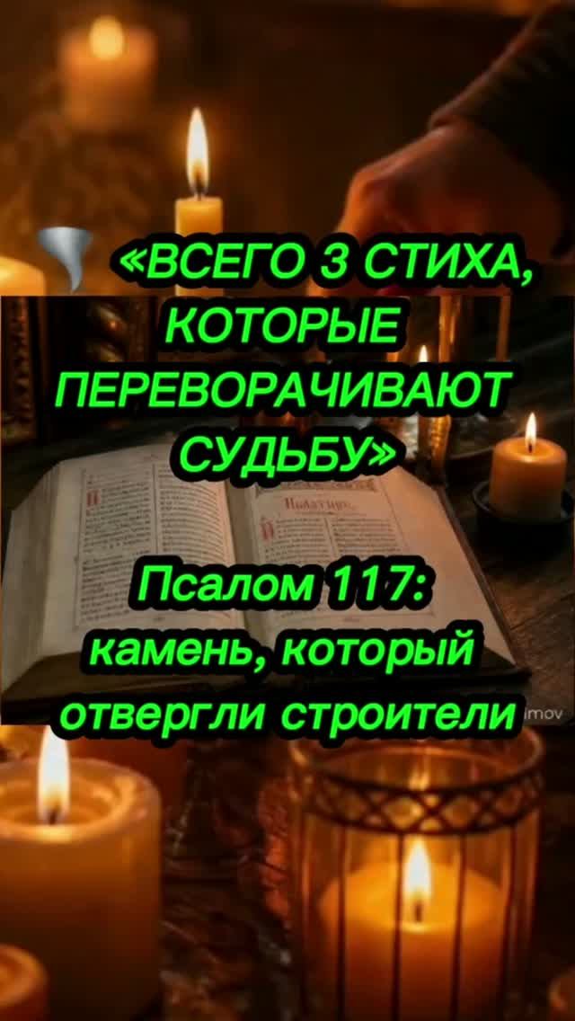 🌪️ «ВСЕГО 3 СТИХА, КОТОРЫЕ ПЕРЕВОРАЧИВАЮТ СУДЬБУ»Псалом 117:камень, который отвергли строители