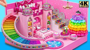 Сделайте миниатюрный замок радужной принцессы со спальней Hello Kitty для двоих ❤️ #Миниатюрный