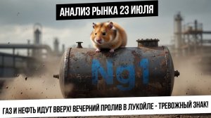 Анализ рынка 23 июля. Нефть и газ растут! Вечерний пролив в Лукойле - тревожный знак! Рубль! Золото!