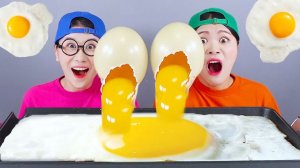 Гигантская еда жареное яйцо из страуса Мукбанг ДОНА DONA