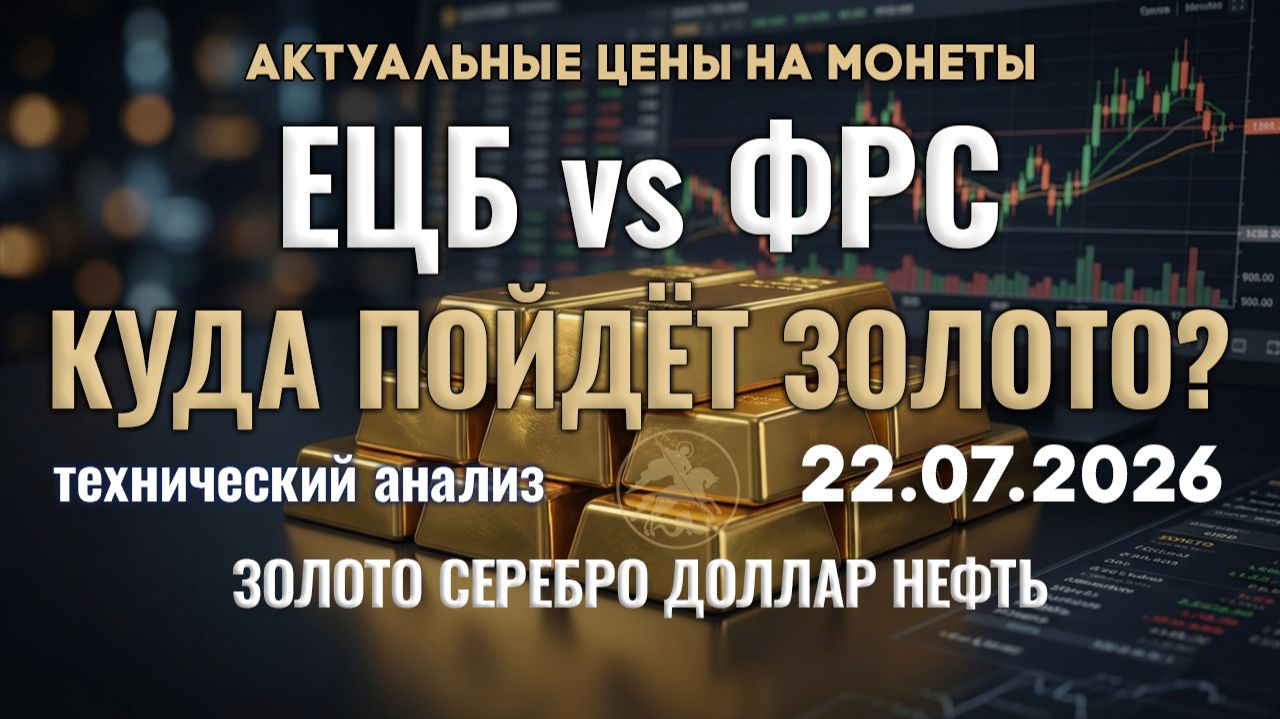 ЕЦБ против ФРС. Что ждет золото и доллар? Анализ рынка золота, серебра, нефти, доллара 23.07.2026 г смотреть онлайн