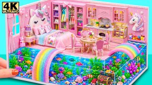 🌈🦄Как сделать секретный домик единорога с водной горкой и радужным аквариумом💦🐠 Миниатюрный дом