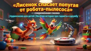 🦊🦜🤖 «Лисенок спасает попугая от робота-пылесоса» — современная сказка | Аудиосказка для детей