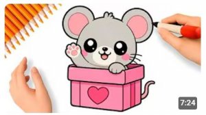 КАК НАРИСОВАТЬ МИЛУЮ МЫШКУ 🐭💟