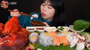 Мукбанг - морепродукты и креветки и лобстер - корейский стиль