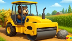 РАБОТА НА ФЕРМЕ꞉ 🚜ФЕРМЕР-МЕДВЕДЬ УПРАВЛЯЕТ ДОРОЖНЫМ КАТКОМ,ЧТОБЫ ВЫРОВНЯТЬ ДОРОГУ