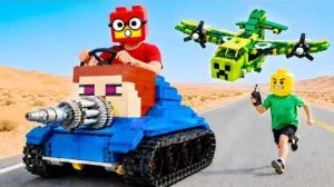 ЛЕГО Minecraft СТИВ Танк против ТНТ Крипер Самолет — решающая битва